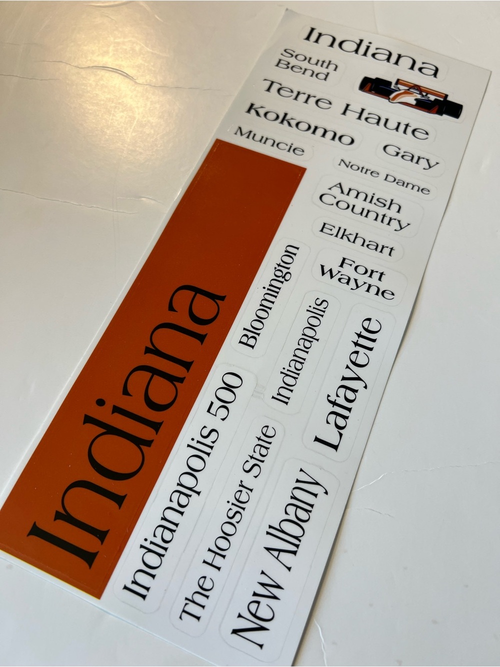 Indiana Cities Landmarks Decorative Word Decal Sticker - Rust Orange